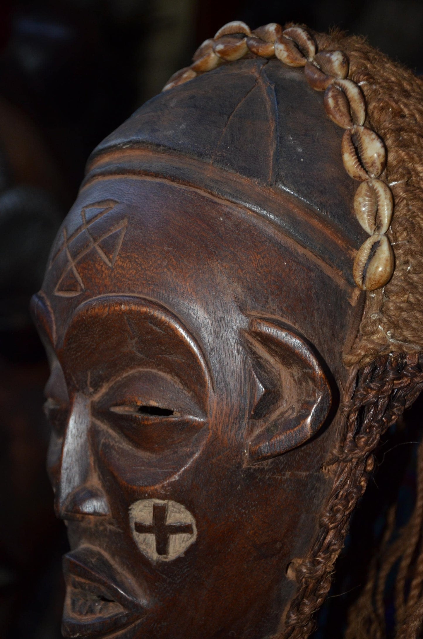 Chokwe Pwo Mask – 14" Hand-Carved Wood Female Spirit Mask – Tribal Wall Art