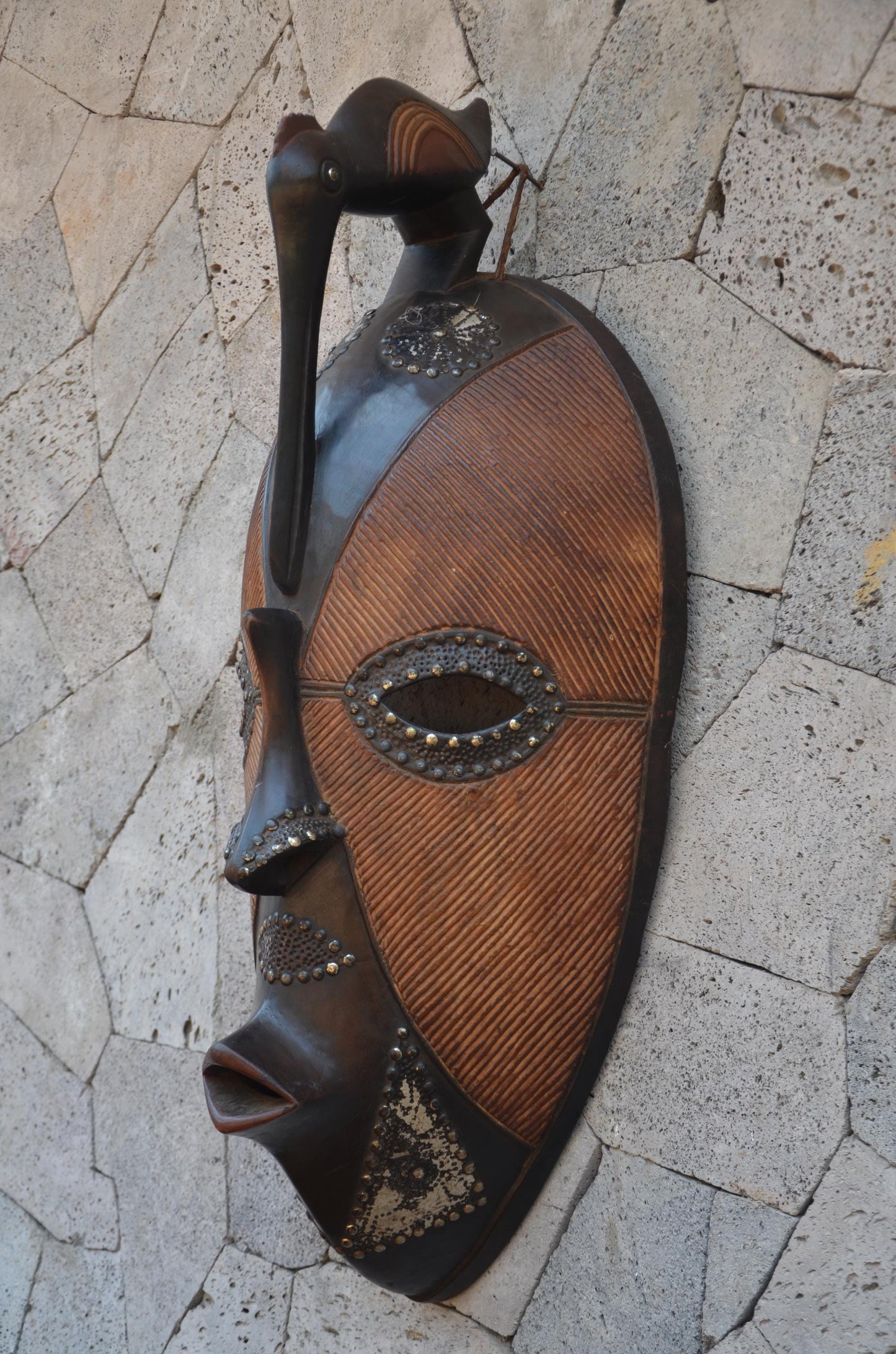 Authentic Ghanaian "Borre" Mask | Large Decorative Tribal Art