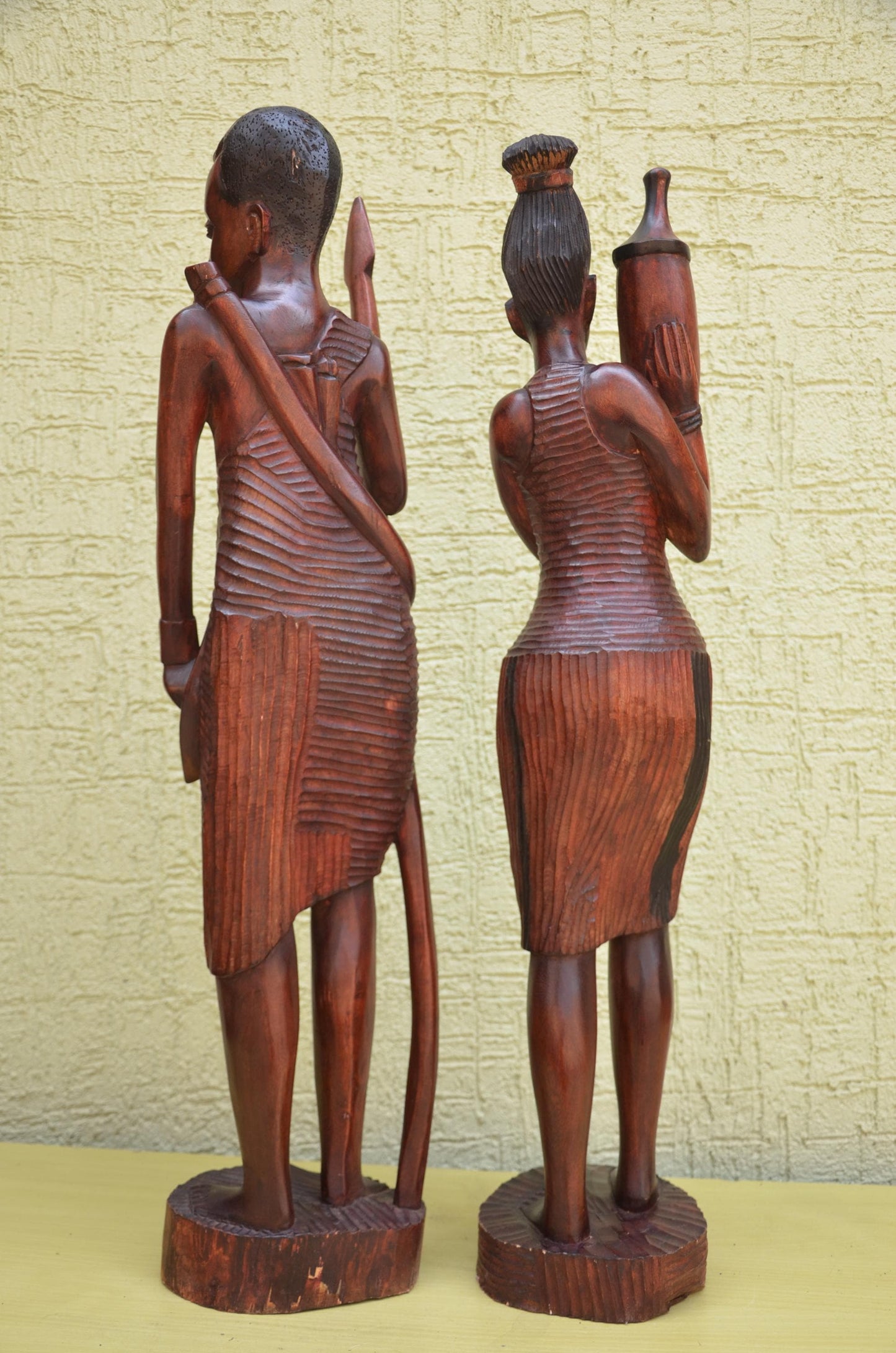 Pair of Hand-Carved African Wooden Sculptures | Tribal Art