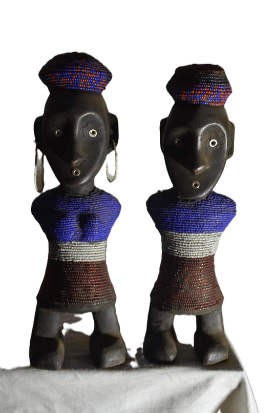 Authentic Azande Couple Statue | African Tribal Art | Hand-Carved Wood