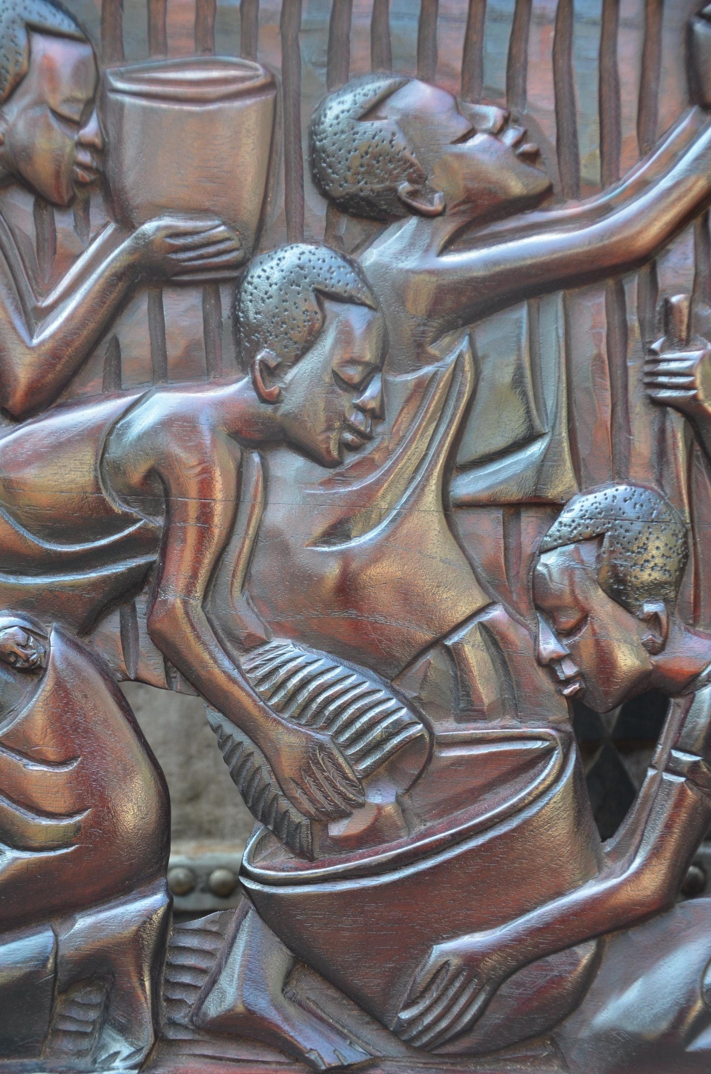 African Community Celebration Wall Plaque | Large Hand-Carved Wooden Relief Art | Village Gathering Wall Decor | Ethnic Sculptural Panel