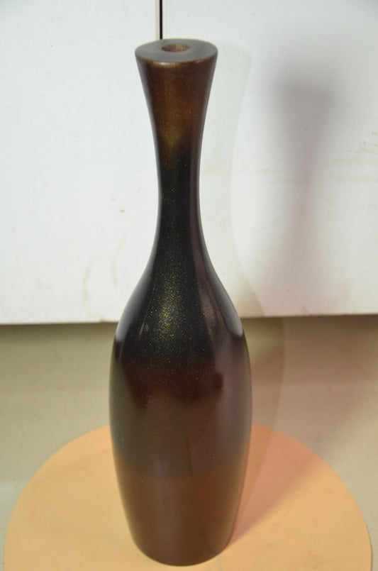 Tall Wooden Floor Vase | Metallic Bronze Black Ombre Trumpet Vessel, Nordic Decor