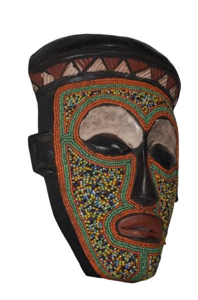 Kumu Queen Beaded Mask – African Tribal Wall Art