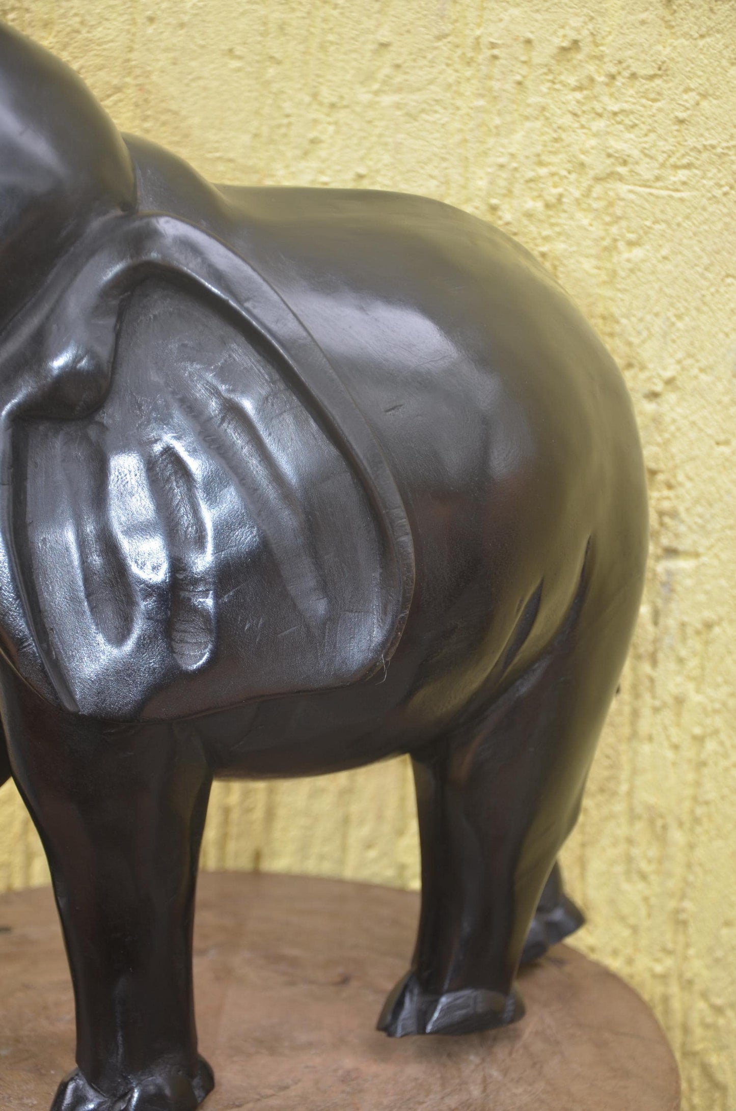 Large Hand-Carved Wooden Elephant | African Animal Sculpture | Decor