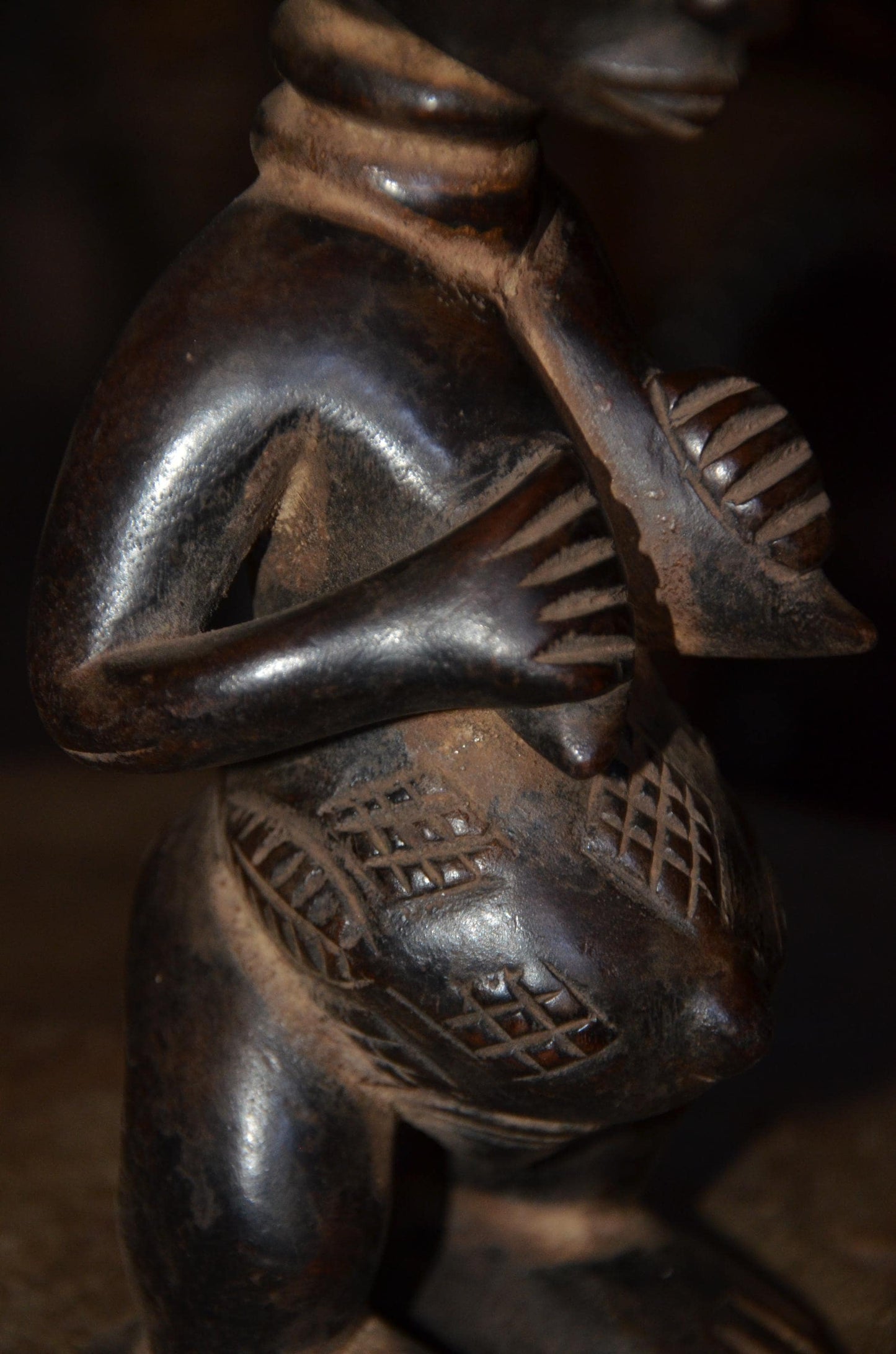 Authentic Luba Statue | Female Ancestor Figure | Hand-Carved Wood Art