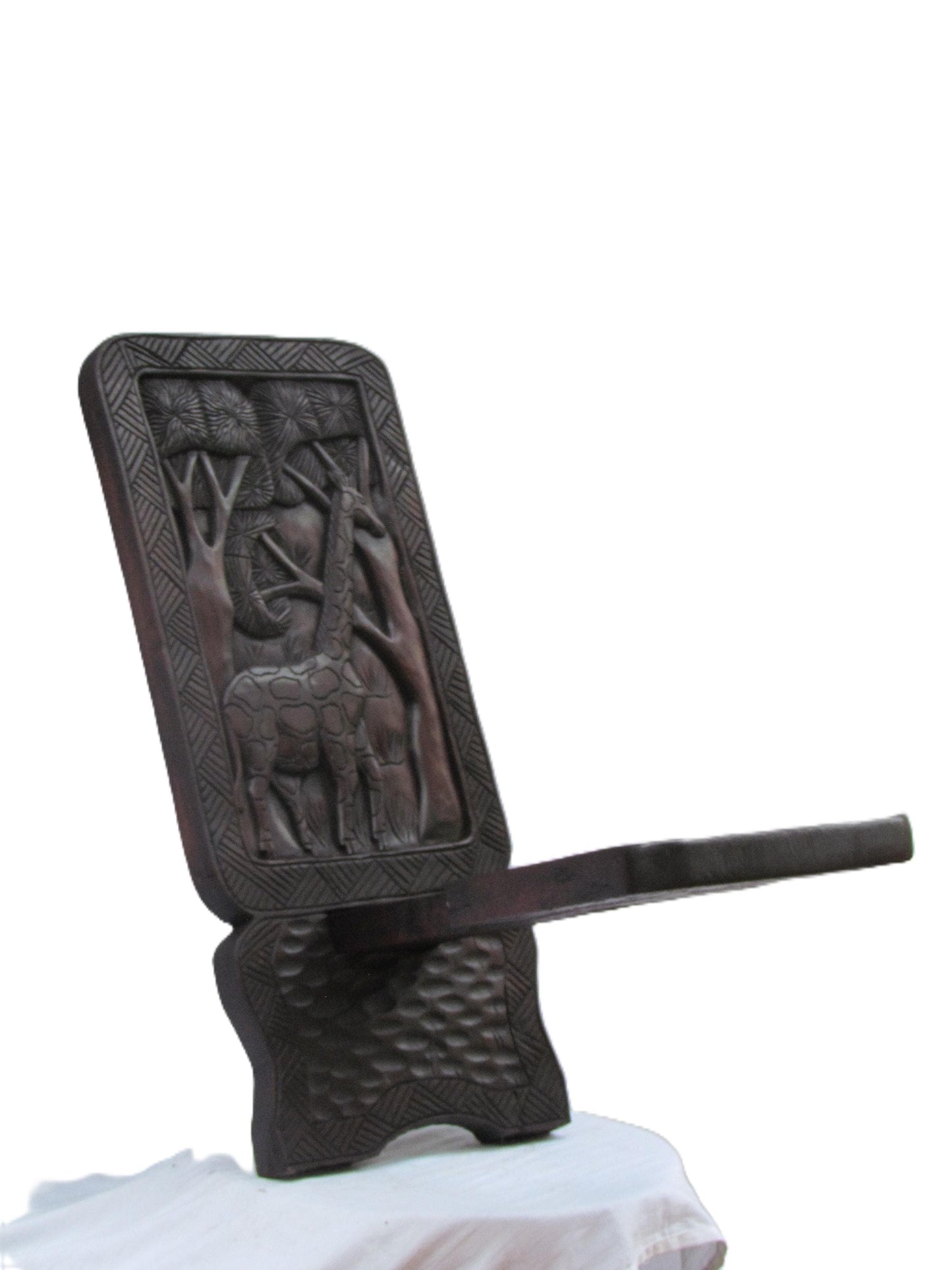 Fauteuil Kongo Tribe – Mobilier africain vintage sculpté à la main de RDC – Siège d'accouchement et de relaxation en bois