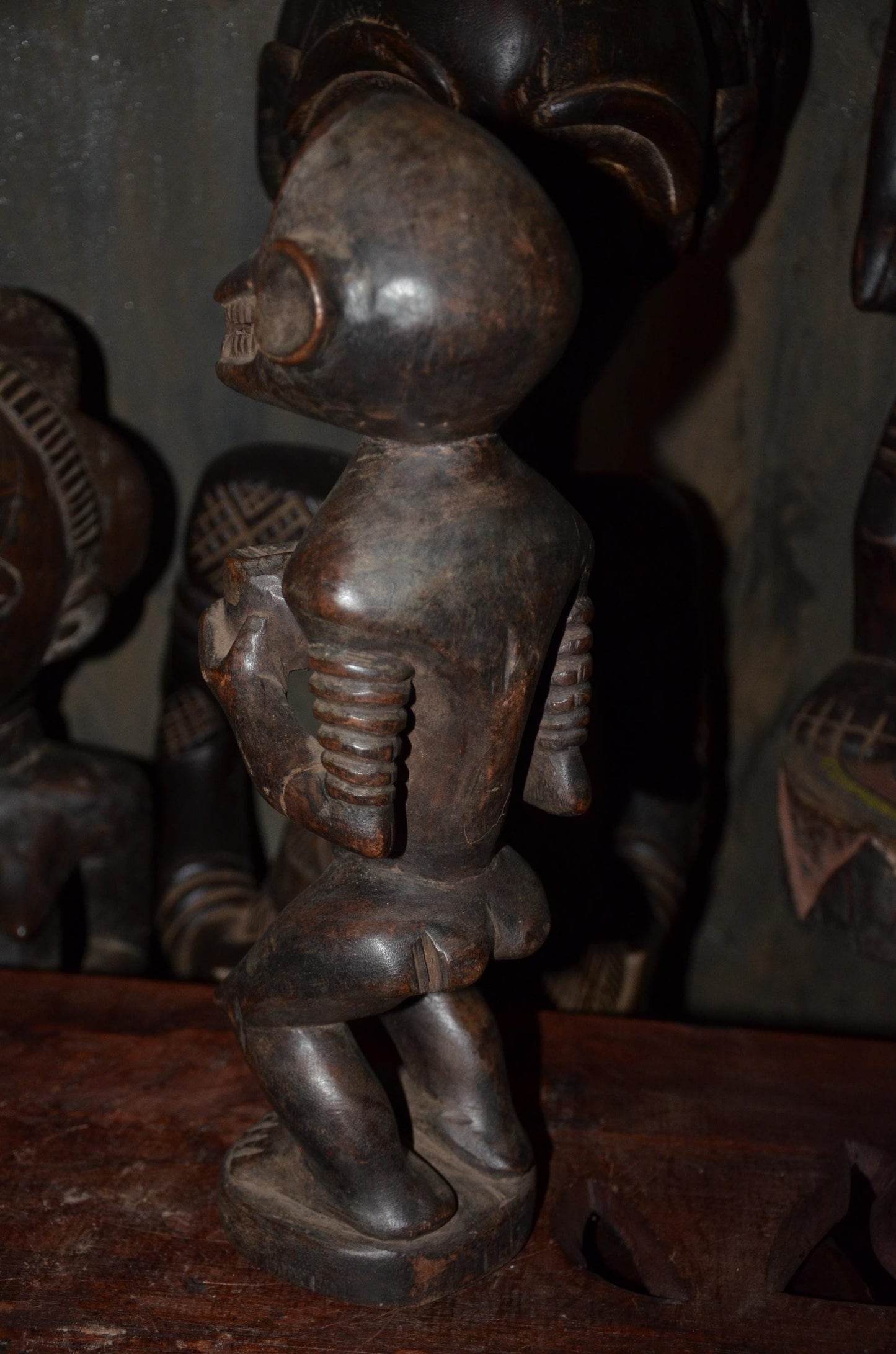 Songye Monkey Figure Power Fetish - 16" Authentic Congo Nkishi Statue, Zoomorphic Offering Bowl Carving, High-End African Tribal Collectible