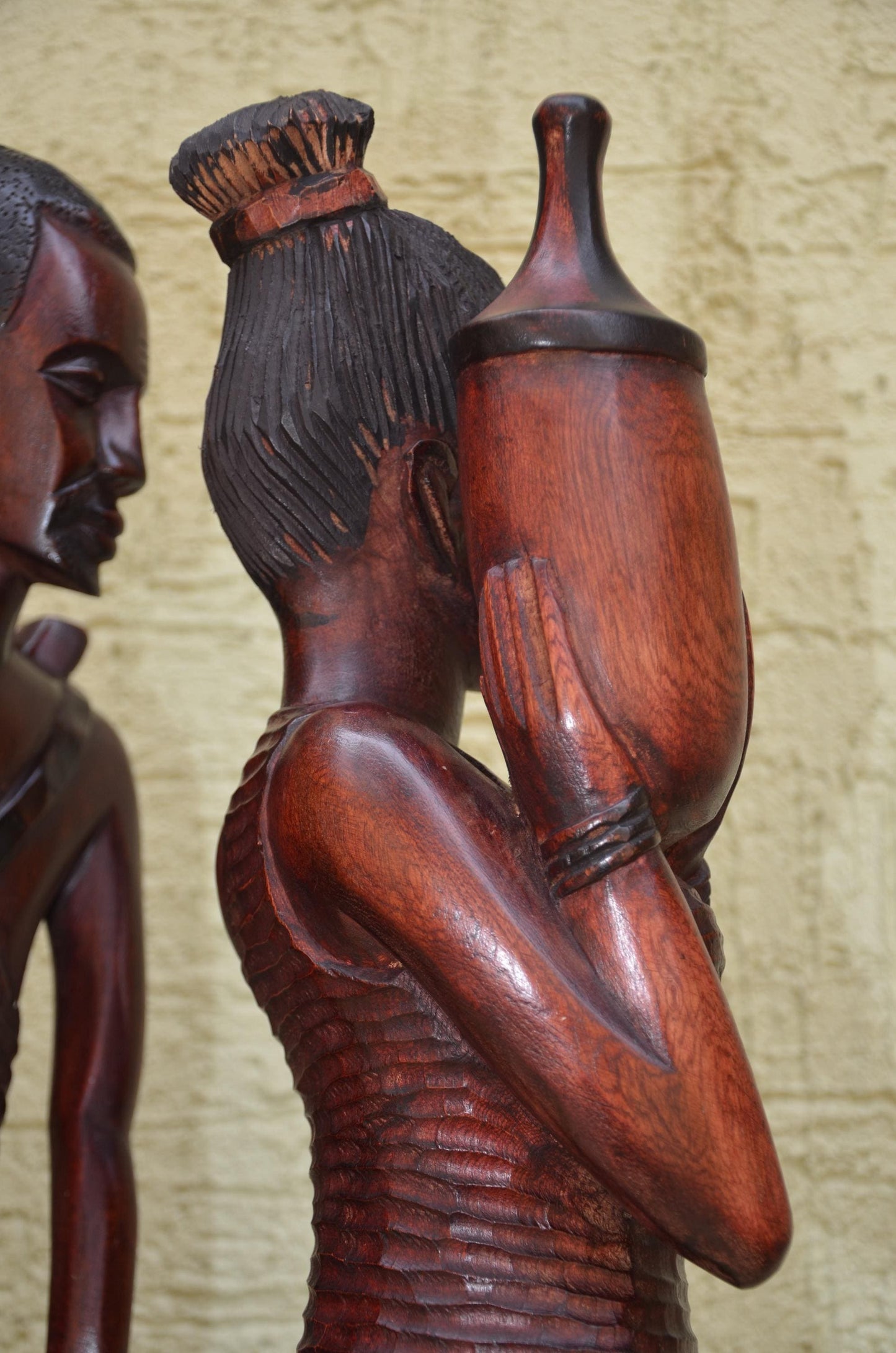 Pair of Hand-Carved African Wooden Sculptures | Tribal Art