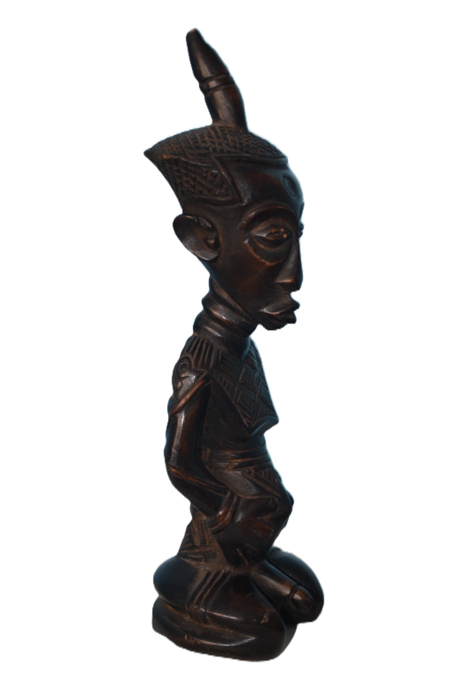 Ndengese African Wood Statue, Hand-Carved Congo Ancestor Figure