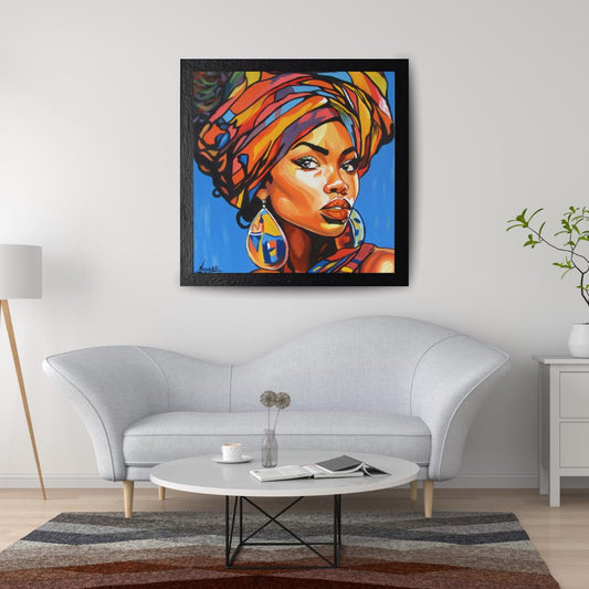 Art mural abstrait africain audacieux, impression sur toile moderne multicolore XL, affiche d'art afro lumineuse pour la décoration du salon ou du bureau