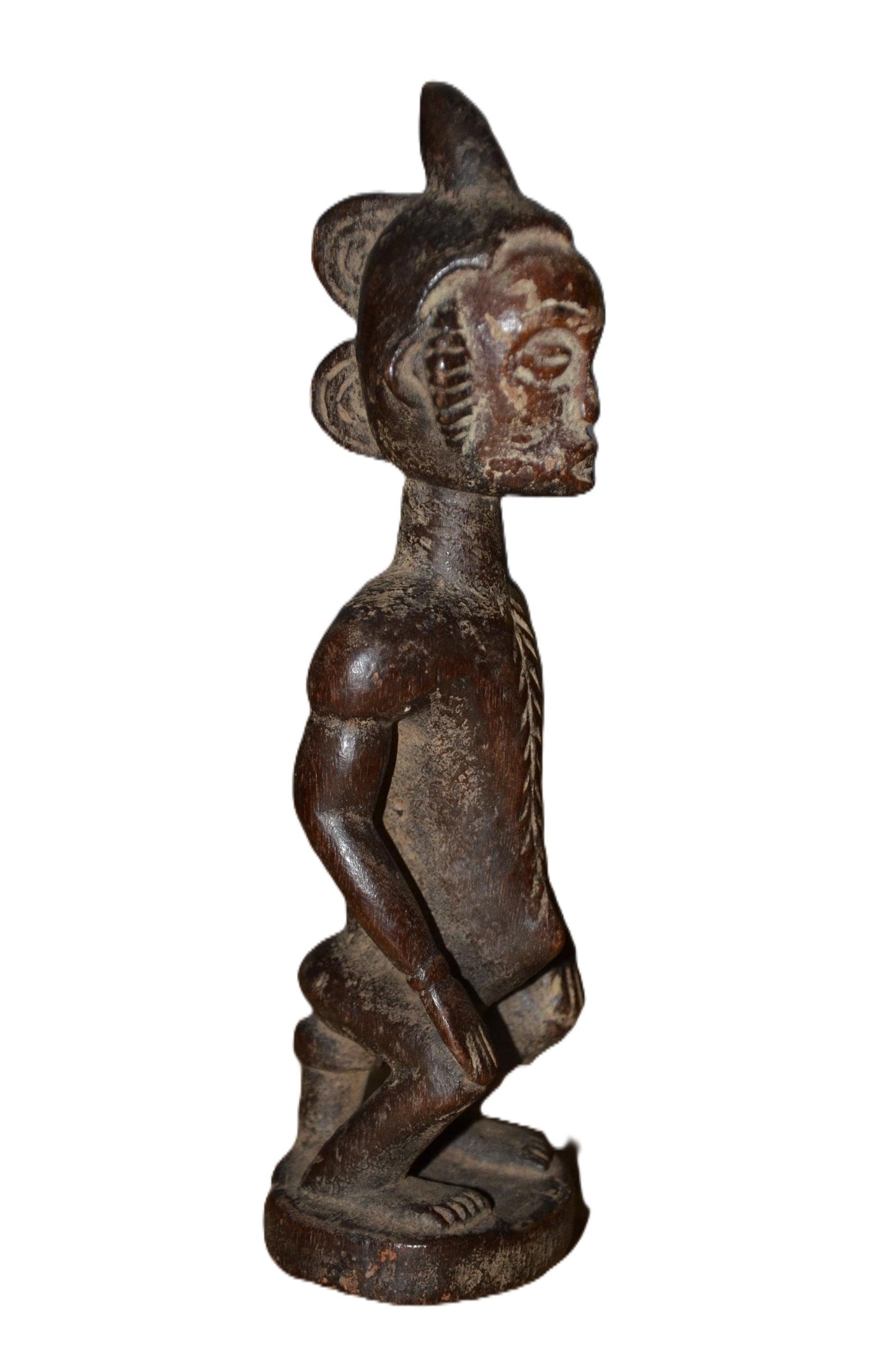 Authentic Igbo Statue | Brown & White Ancestor Figure | Nigerian Tribal Art
