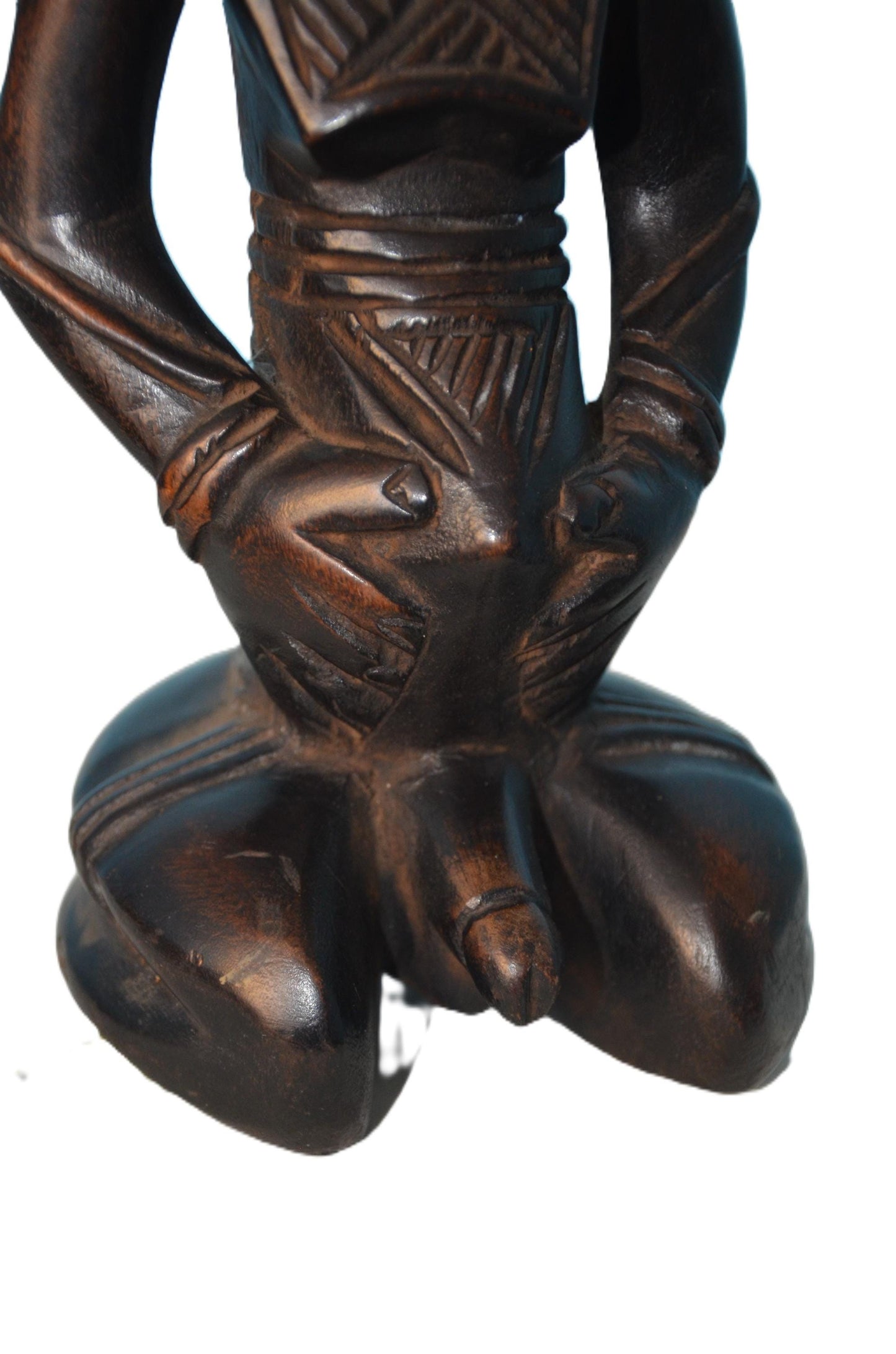 Ndengese African Wood Statue, Hand-Carved Congo Ancestor Figure