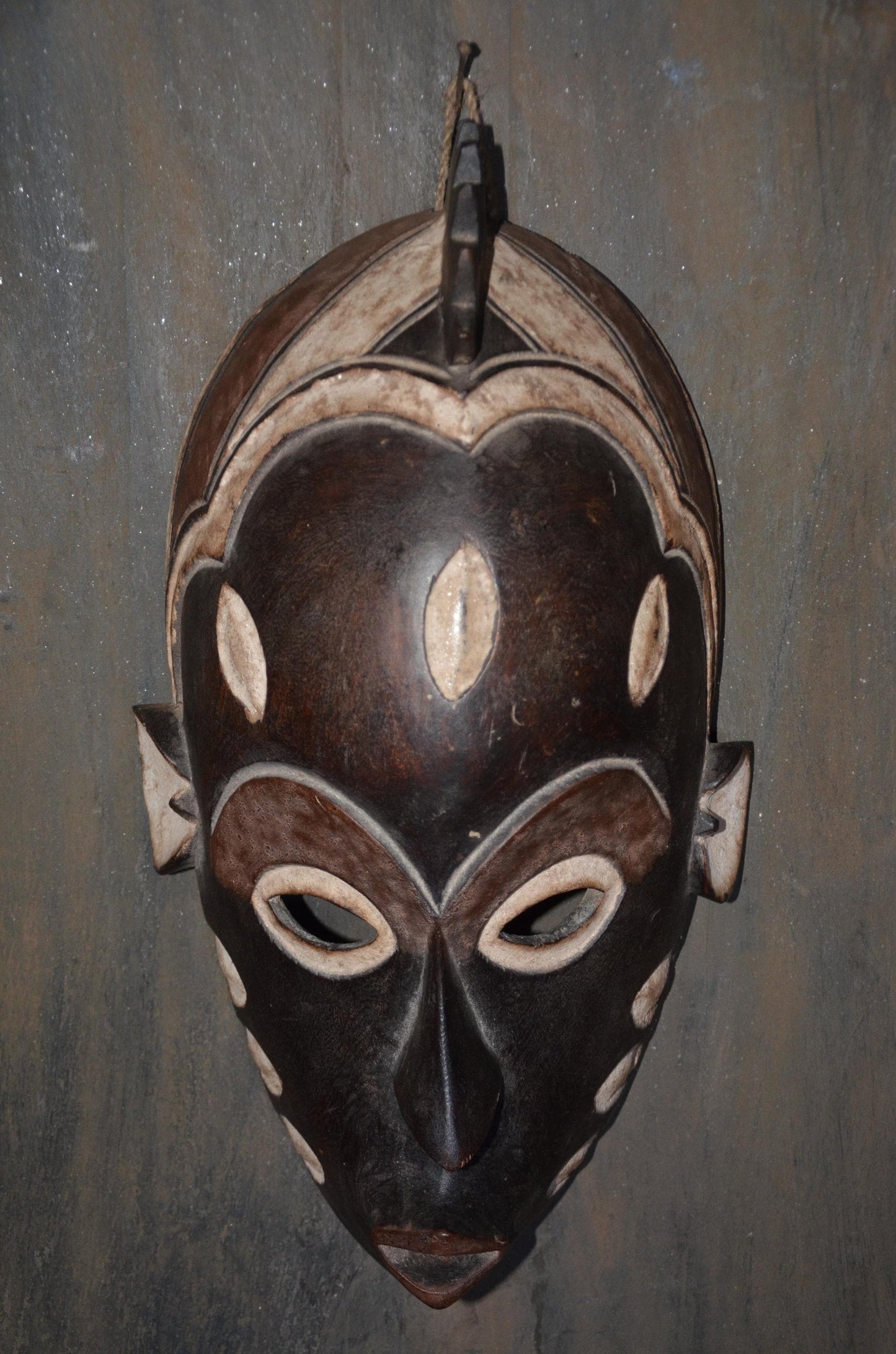 Chokwe Mwana Pwo Mask – 21" Hand-Carved Wood Wall Art – Congo Tribal Decor