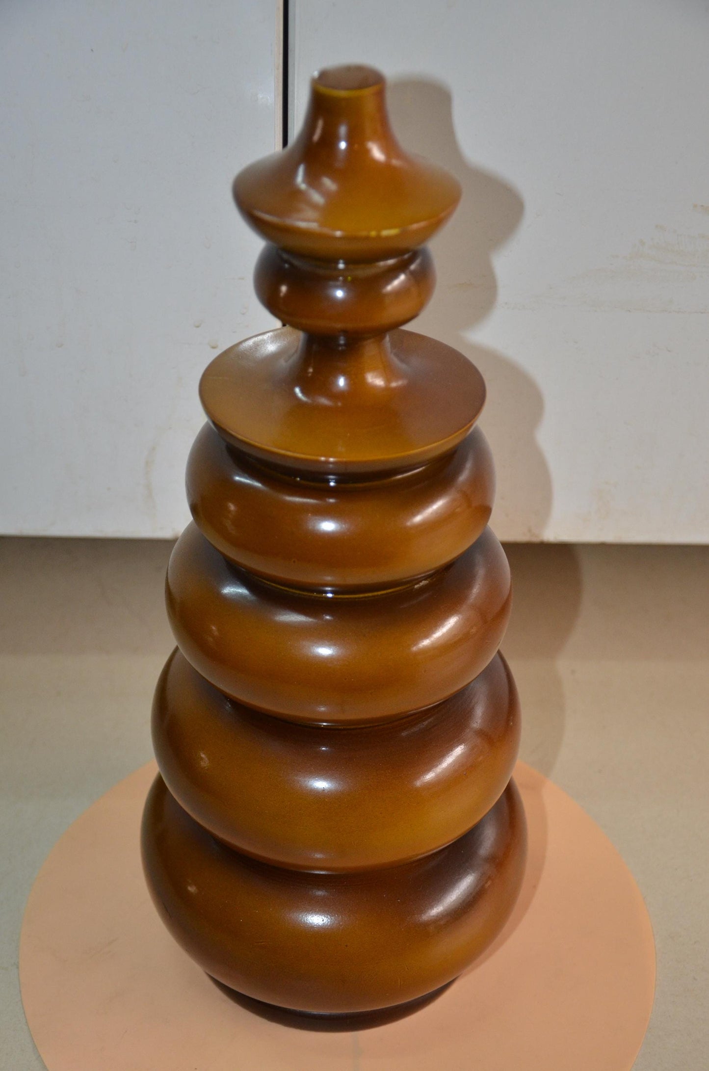 Authentic Venini Deco Glass Vase | Murano Italy Amber Topaz Fluted Vessel