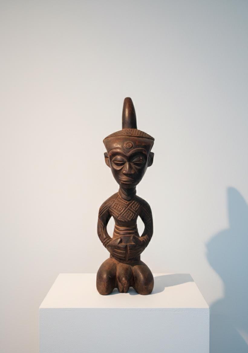 Vintage Ndengese Congo Wood Statue, Hand Carved African Tribal Ancestor Figure, DRC Folk Art