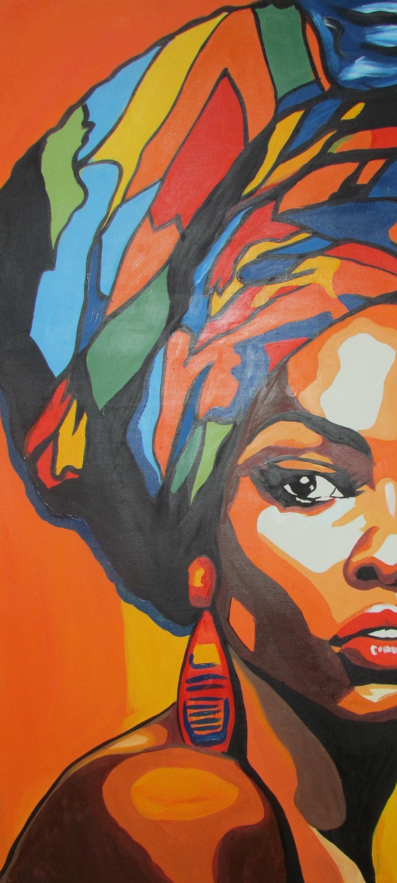 Décoration murale représentant une femme afro-américaine, impression numérique afrocentrique, toile abstraite africaine, art audacieux pour la maison