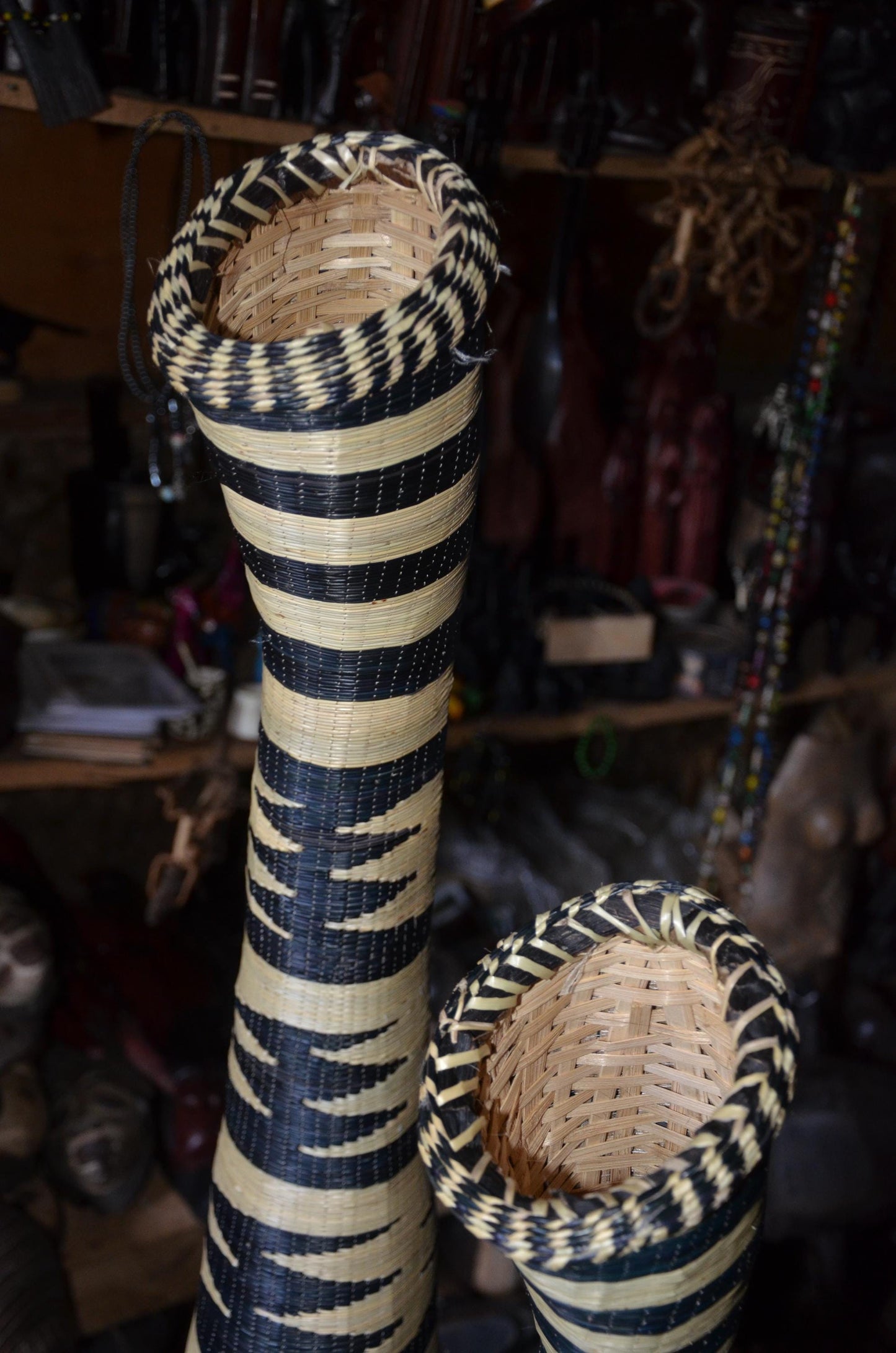 Traditional Rwandan Woven Floor Vases - 48" Large Statement Sisal Vases, Authentic Agaseke, High-End African Woven Art Set.