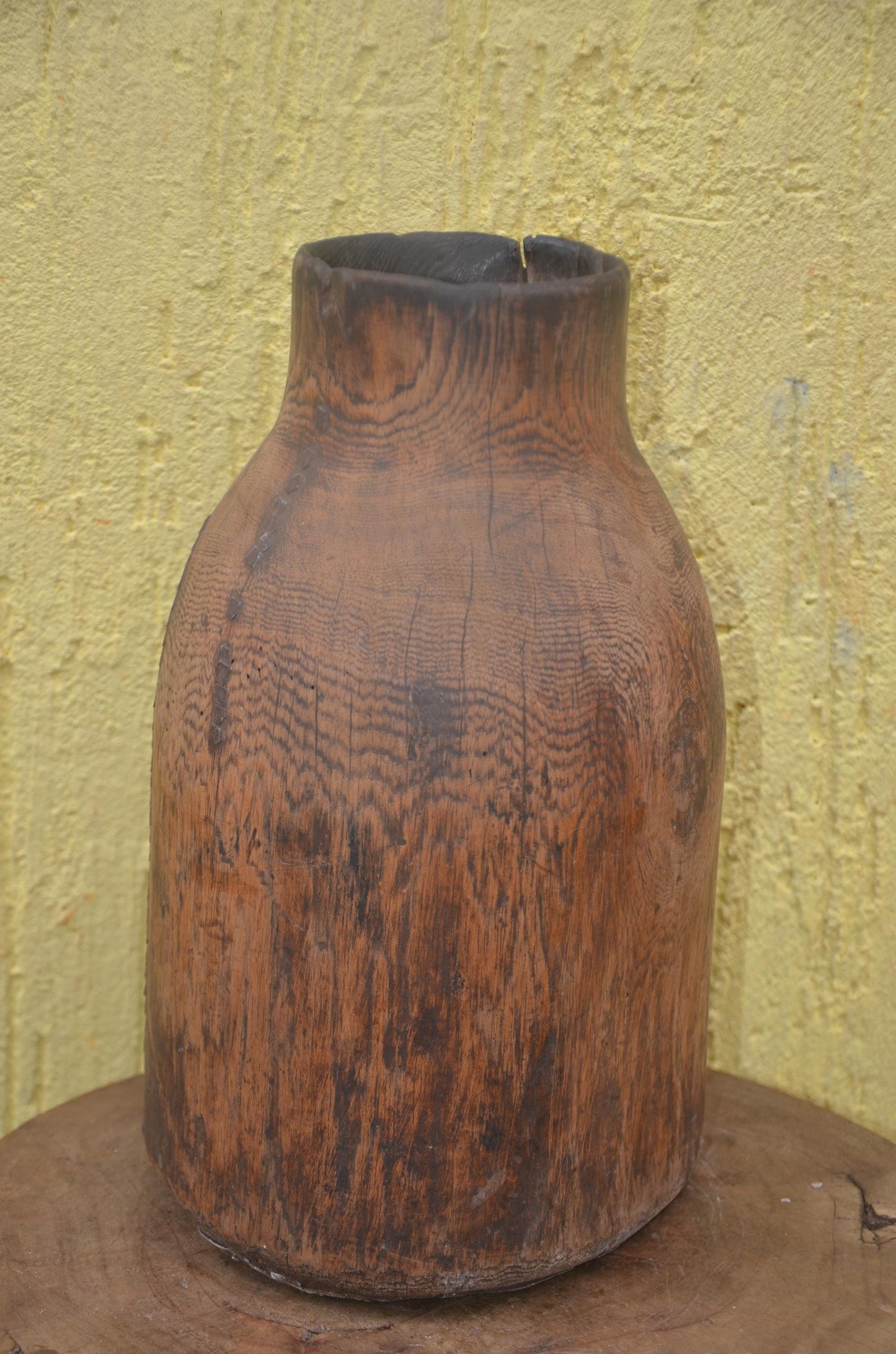 Authentic Rwandan Milk Vessel | Carved Icyansi | Traditional Wood Art