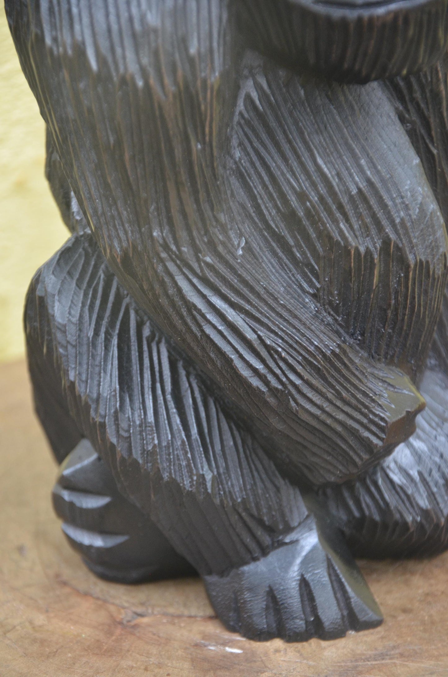 Hand-Carved African Wooden Gorilla with Baby Sculpture