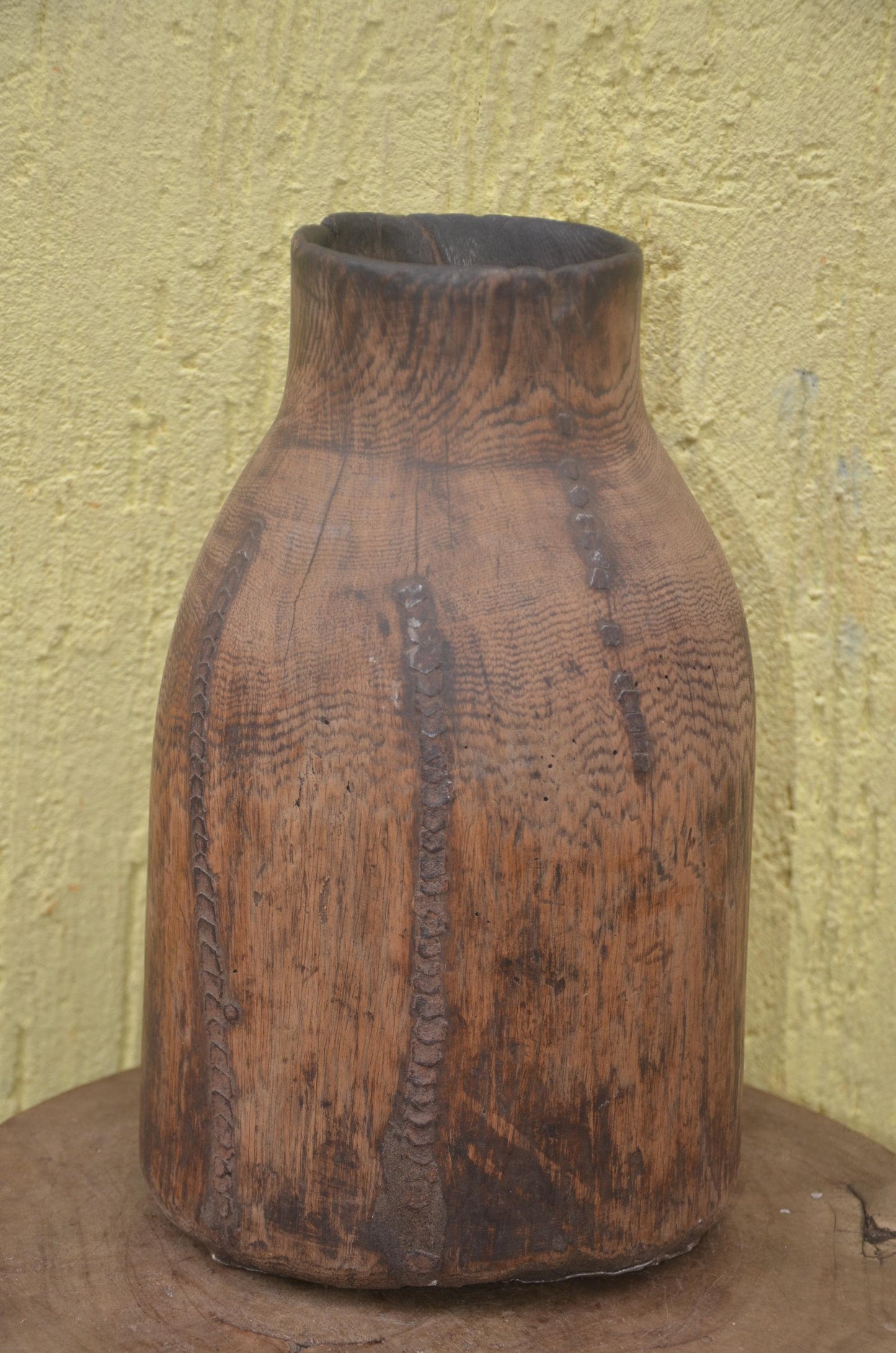 Authentic Rwandan Milk Vessel | Carved Icyansi | Traditional Wood Art