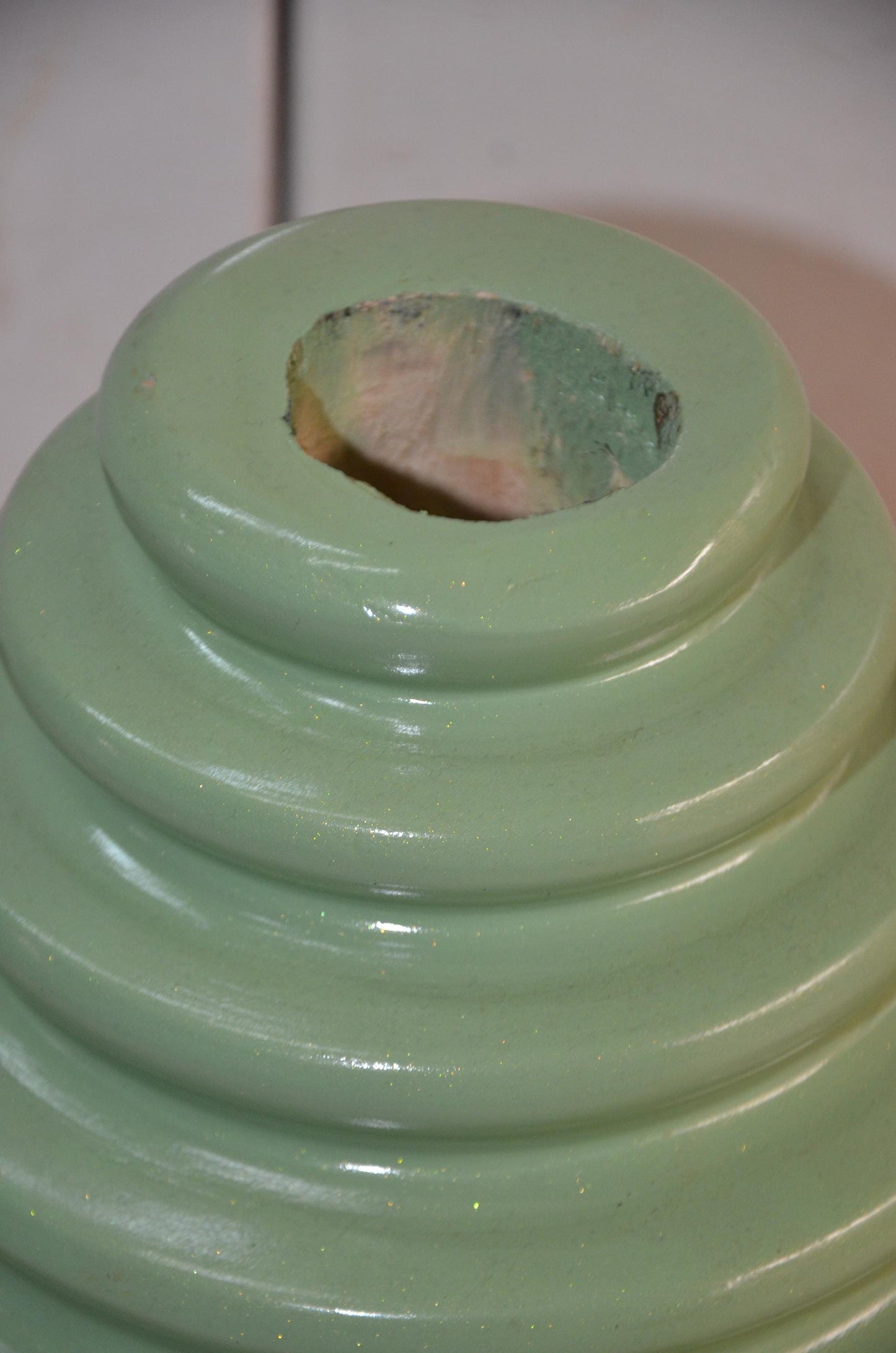 Authentic Venini Deco Glass Vase | Murano Italy Sage Mint Green Fluted Vessel