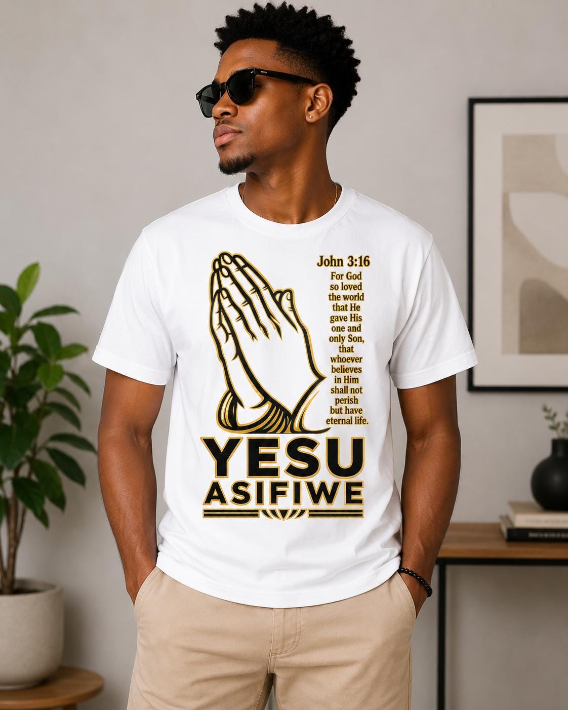 Yesu Asifiwe T-Shirt, John 3:16 Christian Shirt, Swahili Faith Tee, Praying Hands Shirt, African Christian Gift, Unisex Gospel Tee