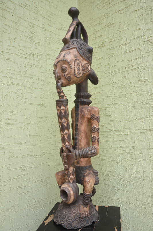 Authentic Idoma Pipe-Smoker Shrine Figure | Nigerian Tribal Art