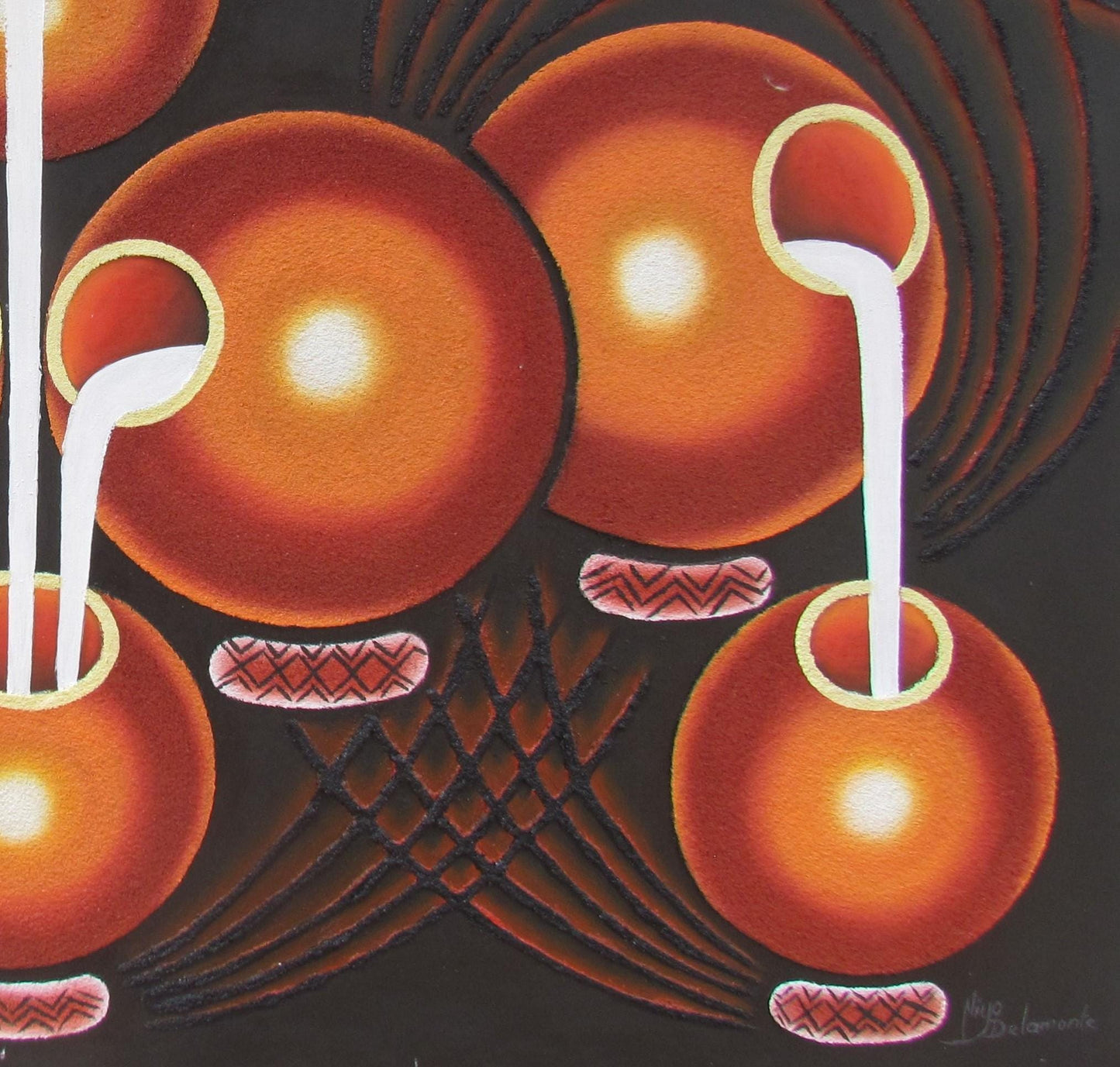 Impression d'art rwandais en calebasse, toile représentant un pot à lait africain, peinture traditionnelle Ikivuguto, décoration murale de salle à manger
