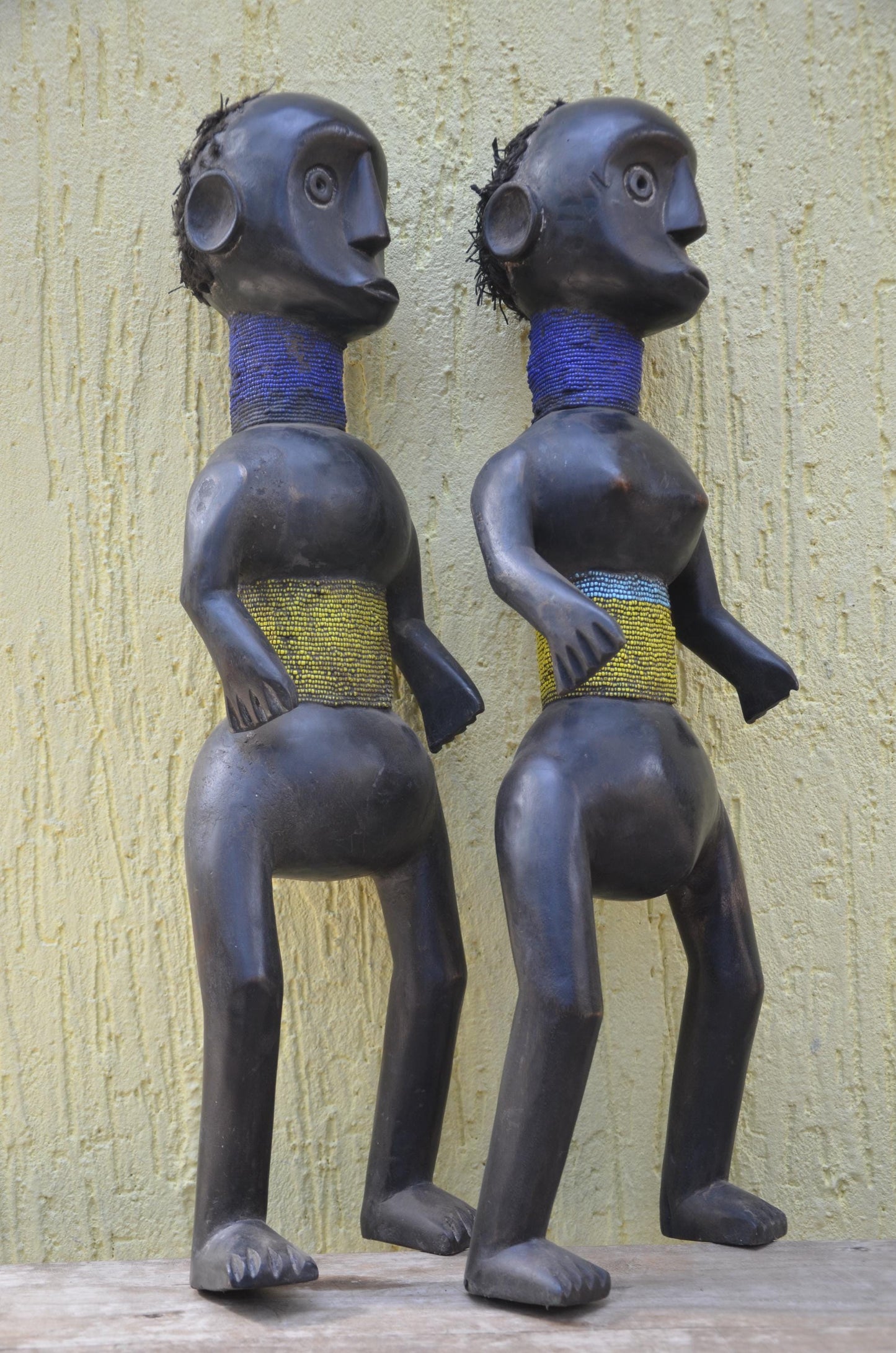 Namji Fertility Dolls – 30" Hand-Carved Beaded Dowayo Figures – Cameroon Art.