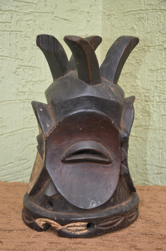 Authentic Lulua Helmet Mask | Congolese Tribal Art | Monumental