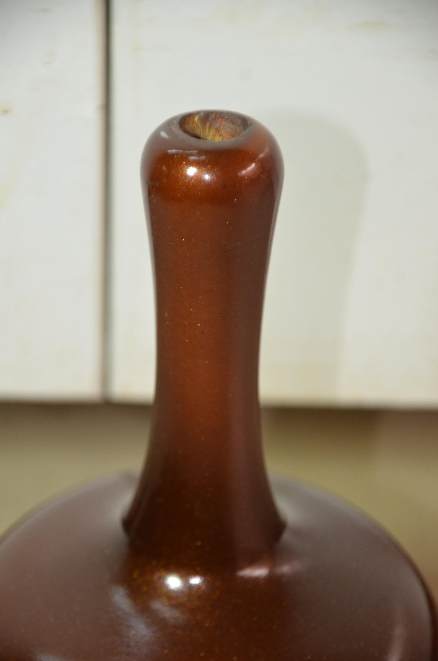 Tall Wooden Floor Vase | Metallic Bronze Long Neck Bottle Vase | Modern Nordic Home Decor Accent | Minimalist Handcrafted Wood Art