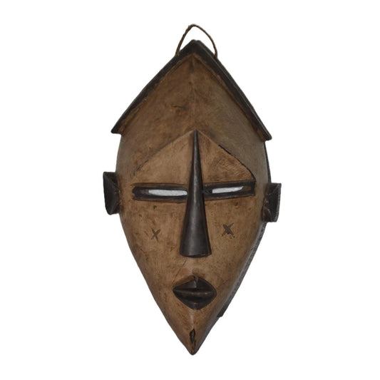 Tribal Wall Decor African Lwalwa Mask Hand Carved Wood Art Modern Housewarming Gift [US-045]