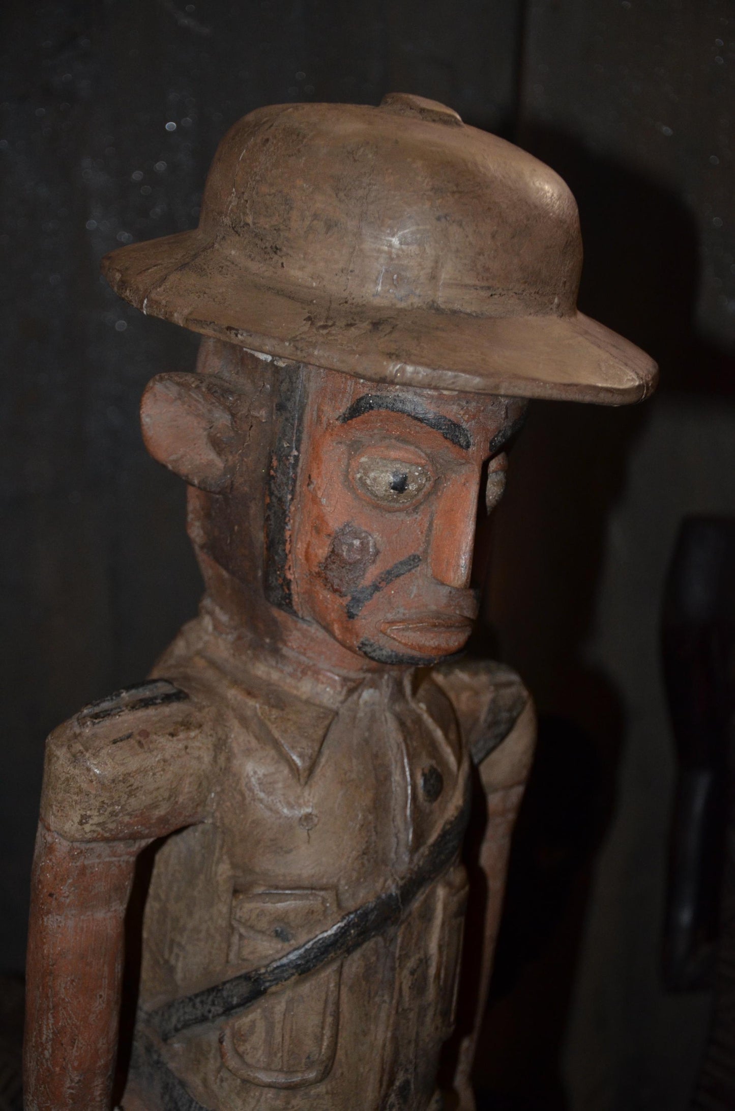 Colonial Administrator Figure | Large Hand-Carved Wood Statue | Ethnographic Art