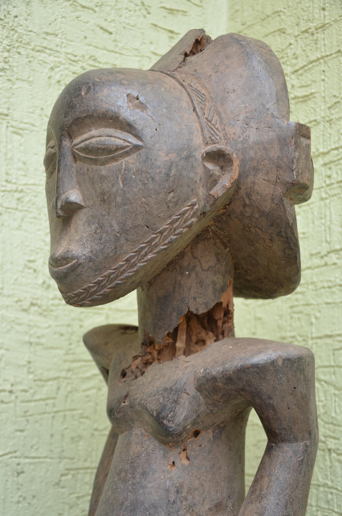 Luba-Hemba Statue â€“ 31" Hand-Carved Wood Ancestor Male Figure â€“ Congo Art.