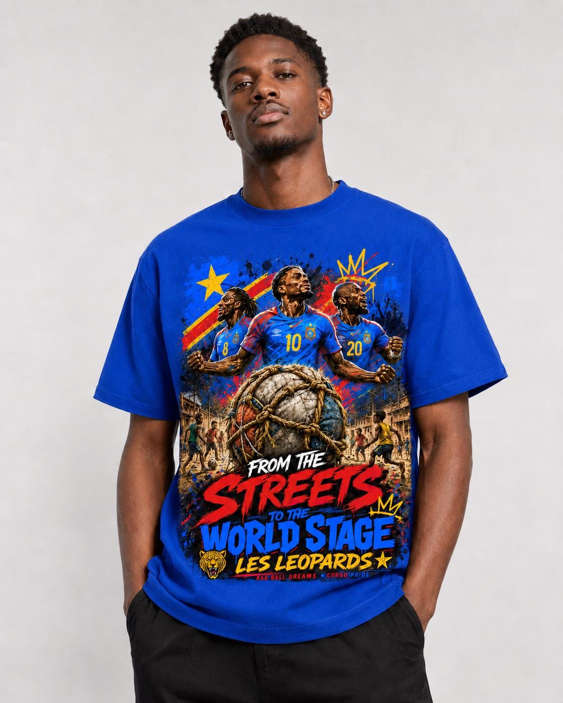 DRC Les Leopards T-Shirt, Congo Football Fan Shirt, From the Streets to the World Stage Tee, DRC Pride Shirt, Congo Soccer Tee