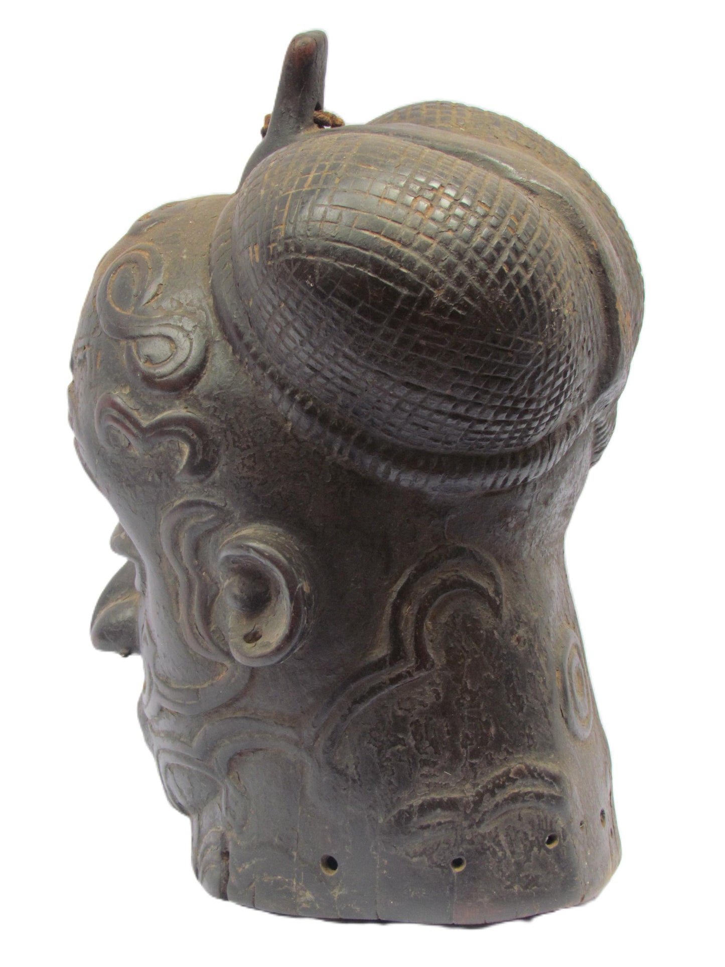 On Sale Intriguing Lulua Mask - Hand-Carved Wood Democratic Republic of the Congo Ritual Artifact Cultural Wall Hanging Earthy Brown