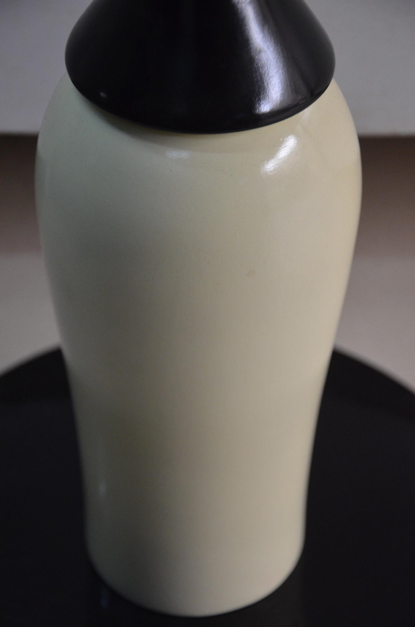 Tall Wooden Floor Vase | Black and Cream Hourglass Neck Vase