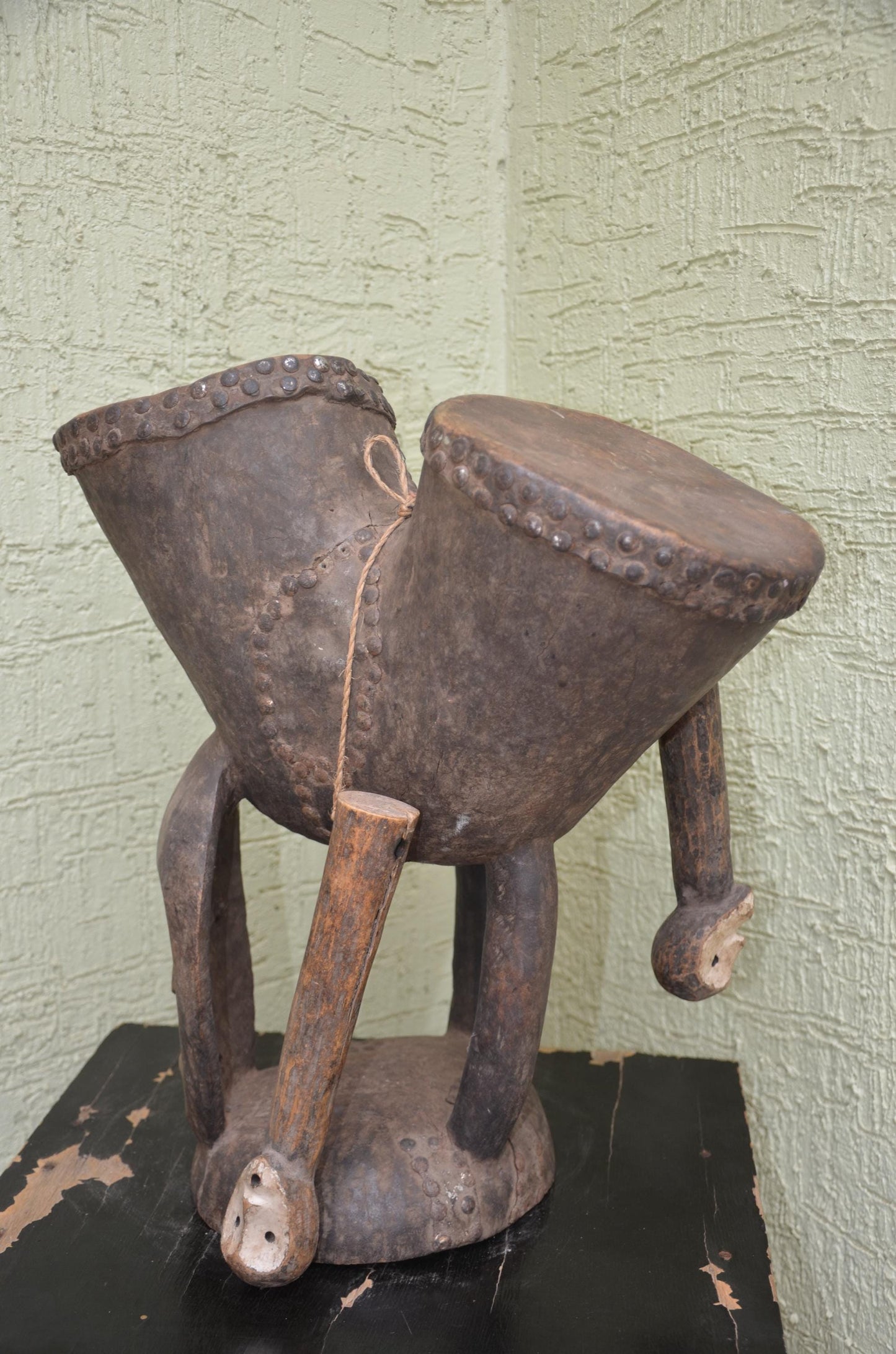 Authentic Pende/Kuba Traditional Double Drum | Congolese Art