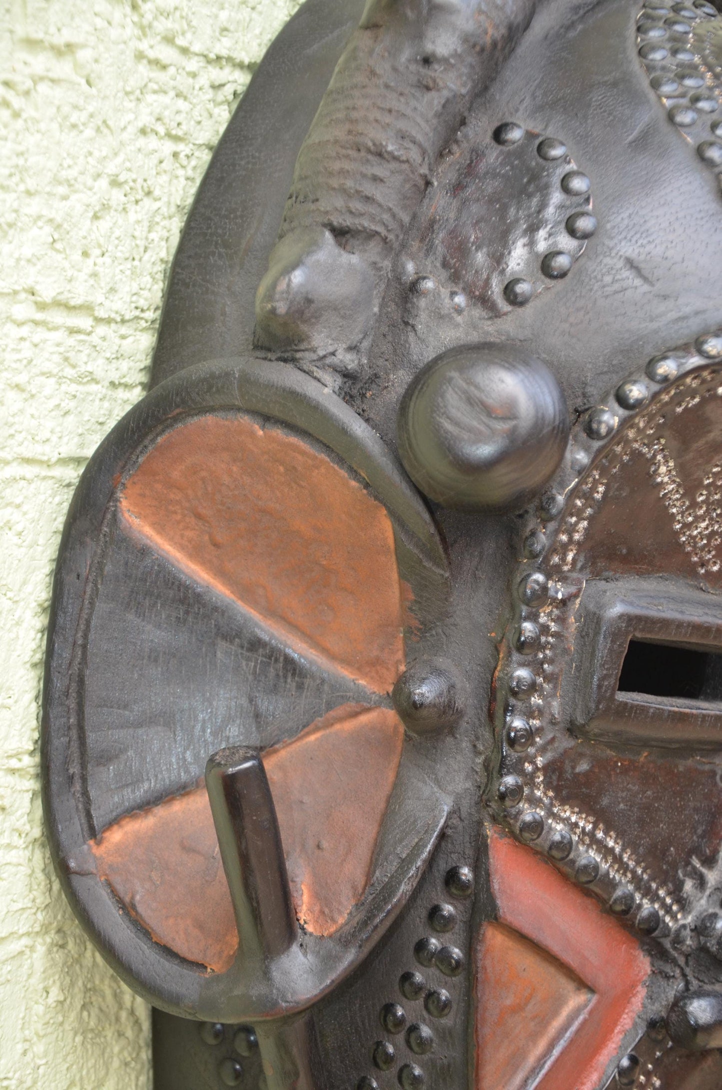 Marka Tribal Mask | Authentic Mali Wooden Wall Sculpture | West African Metal-Covered Art | Handcrafted Ethnic Decor