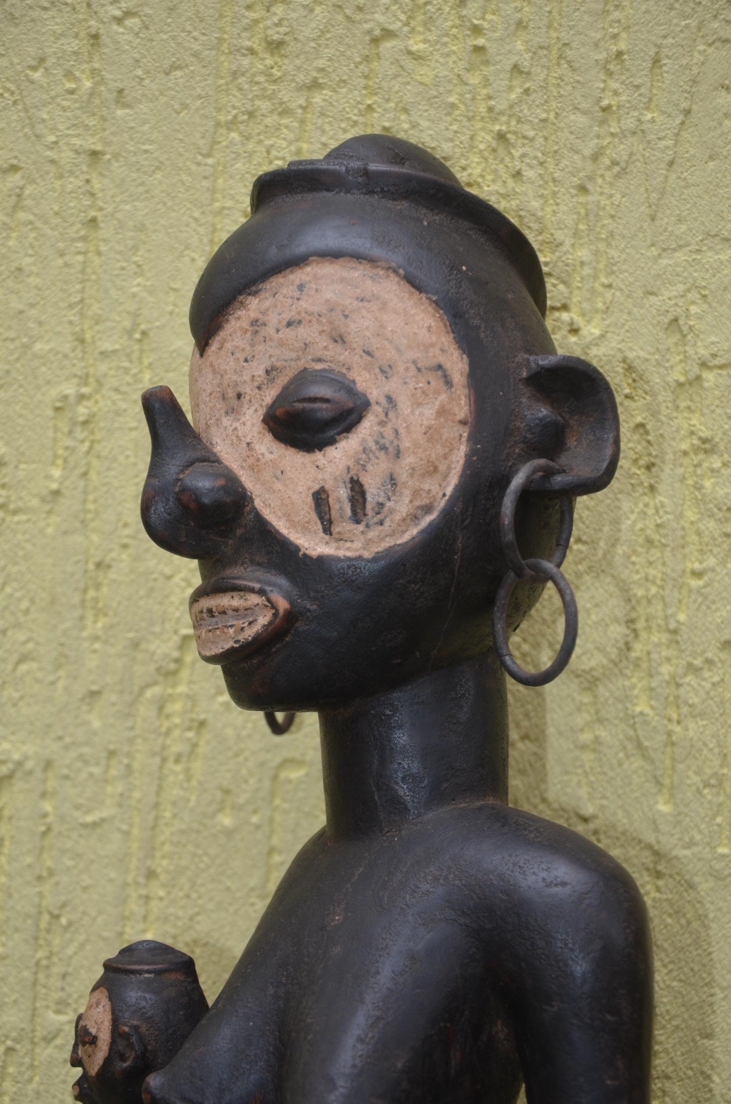 Lulua Maternity Figure – 28" Large Congo Wood Sculpture – African Tribal Art