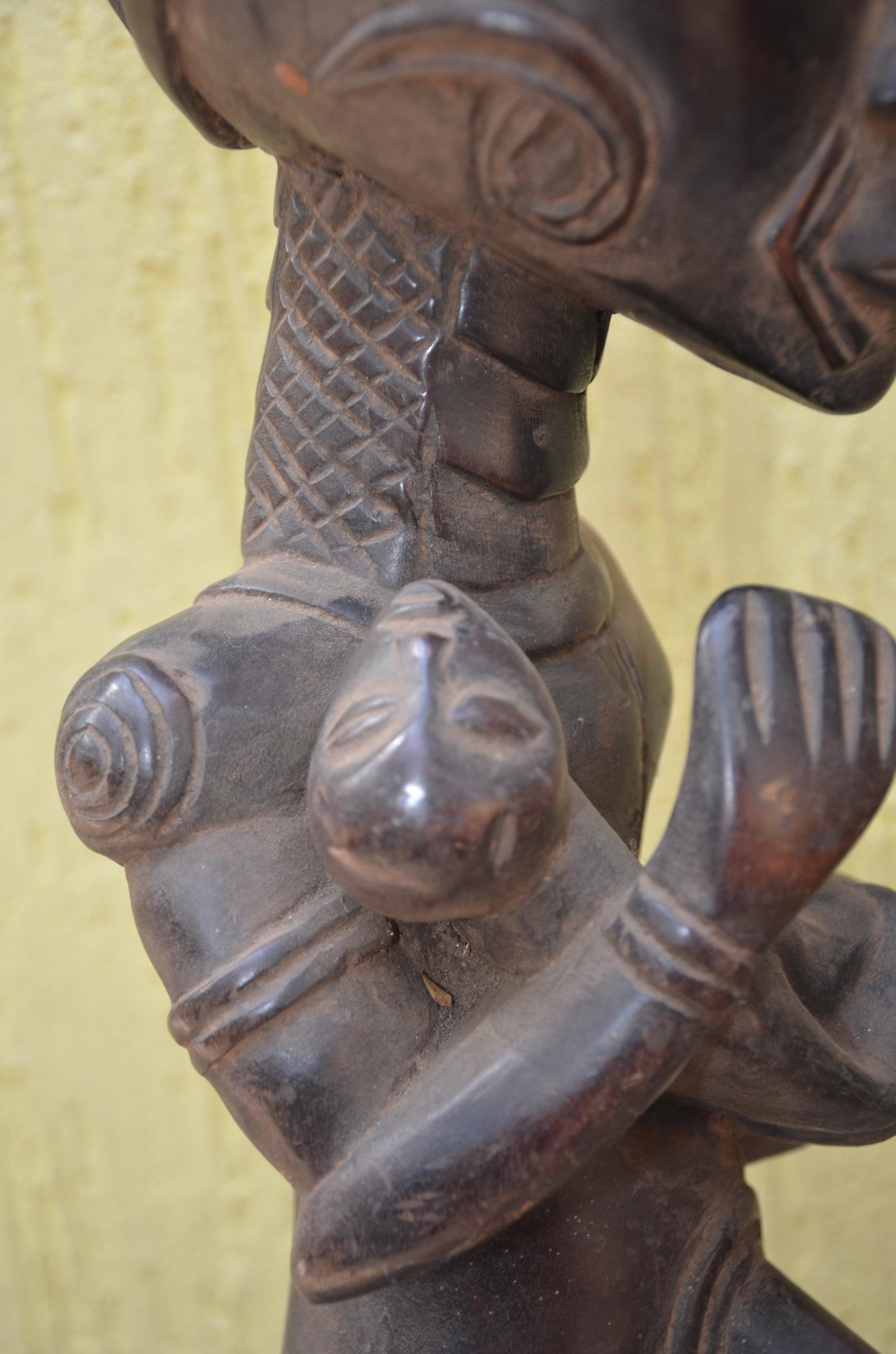 Bena Lulua Couple Figures – 29" Hand-Carved Wood Congo Statues – Tribal Art.