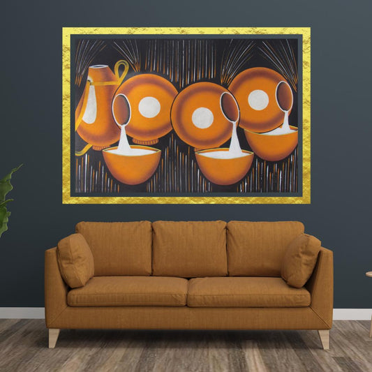 Art rwandais en calebasse | Peinture sur le stockage du lait | Décoration murale africaine | Toile de cuisine Ikivuguto | Cadeau culturel tribal