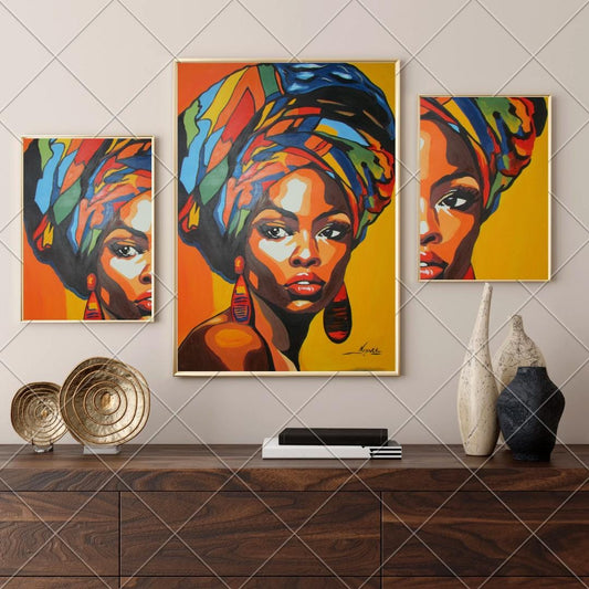 Décoration murale représentant une femme afro-américaine, impression numérique afrocentrique, toile abstraite africaine, art audacieux pour la maison