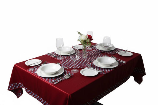 Large African Tablecloth Set with Runner Napkins Mats and Coasters, Tribal Dining Room Decor