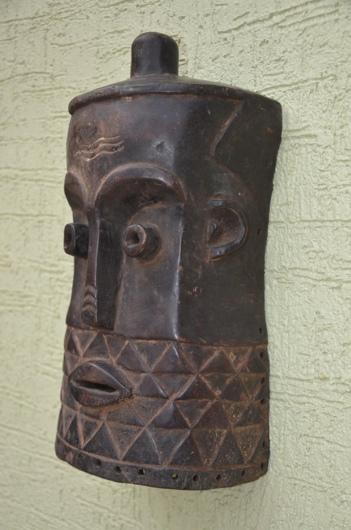 Bembe Helmet Mask | Authentic Congolese Tribal Wooden Carving | DRC Heritage Wall Art | Handcrafted Tribal Collector Sculpture
