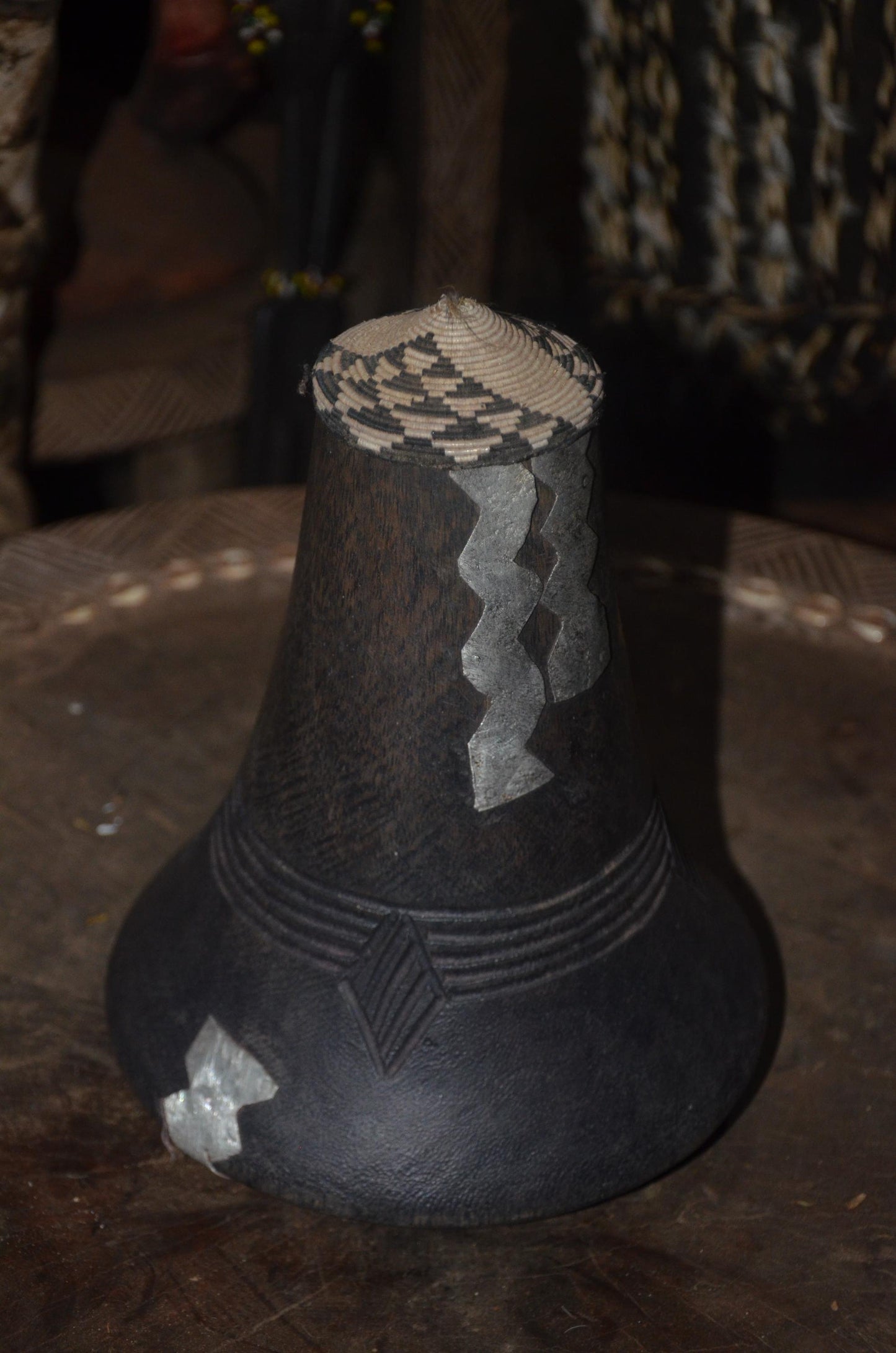 Hand-Carved Rwandan Icyansi Wooden Milk Jug | Ancestral Dairy Art Sculpture