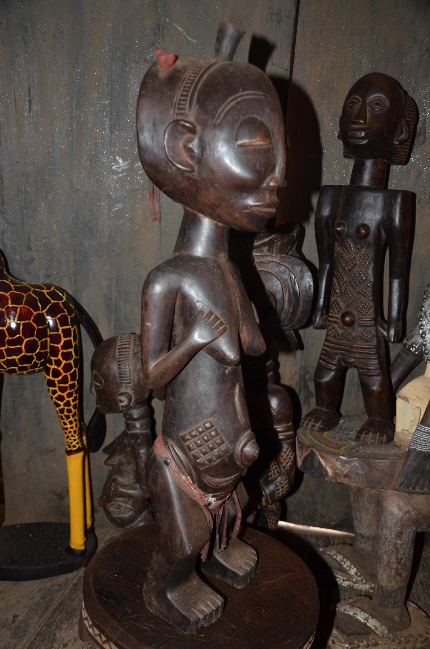 Authentic Luba Ancestor Figure | Female Tribal Sculpture | Congolese Wood Art