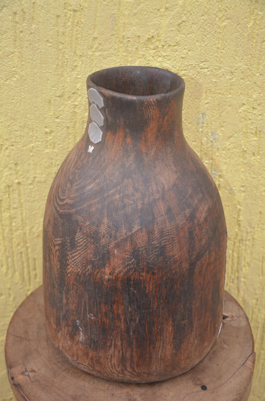 Authentic Rwandan Milk Vessel | Dark Brown Icyansi | Traditional Wood Art