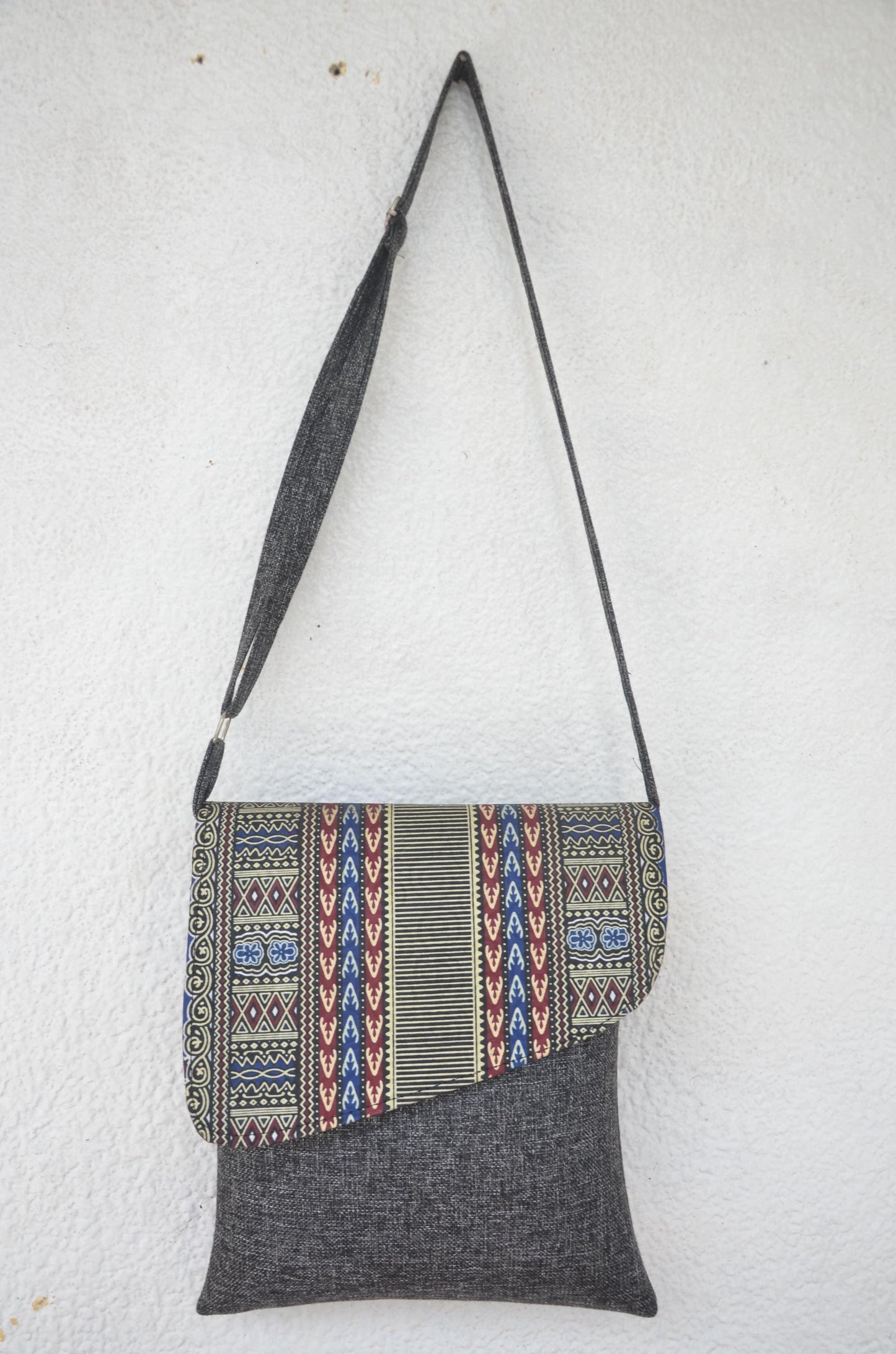 Handmade African Print Crossbody Messenger Bag | Fold-Over Tribal Shoulder Bag