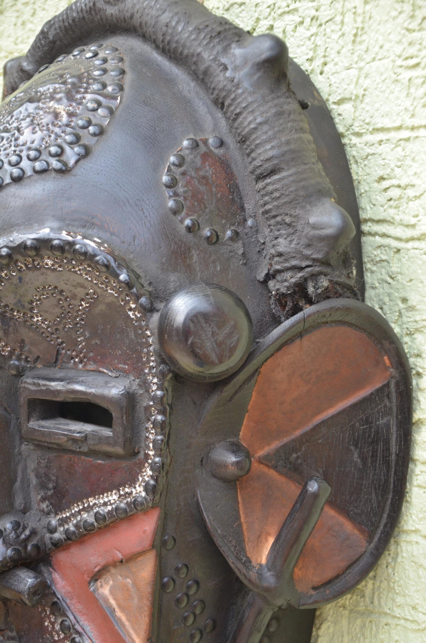 Marka Tribal Mask | Authentic Mali Wooden Wall Sculpture | West African Metal-Covered Art | Handcrafted Ethnic Decor